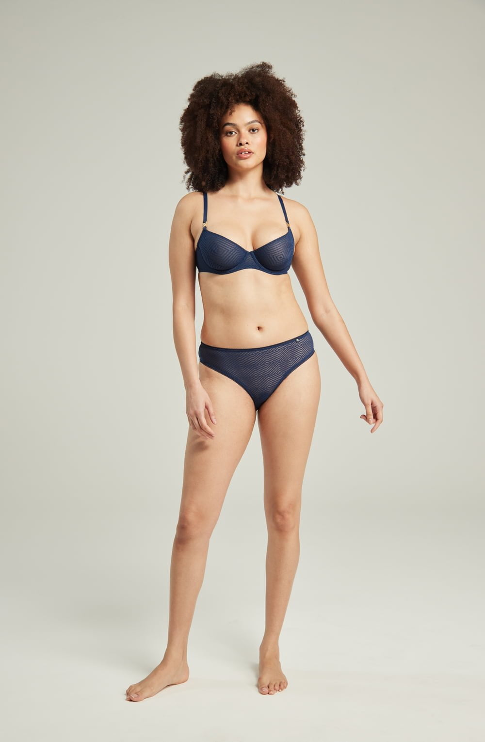 The Sheer Deco High Leg Brief Black