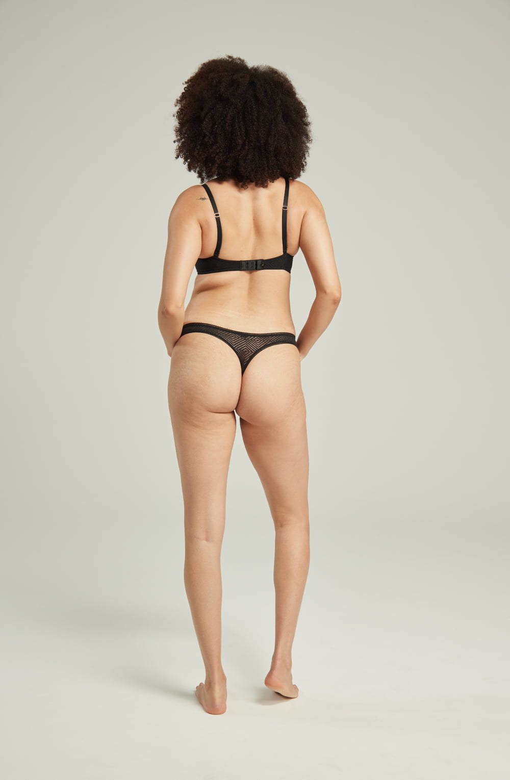 The Sheer Deco Barely There Thong Black