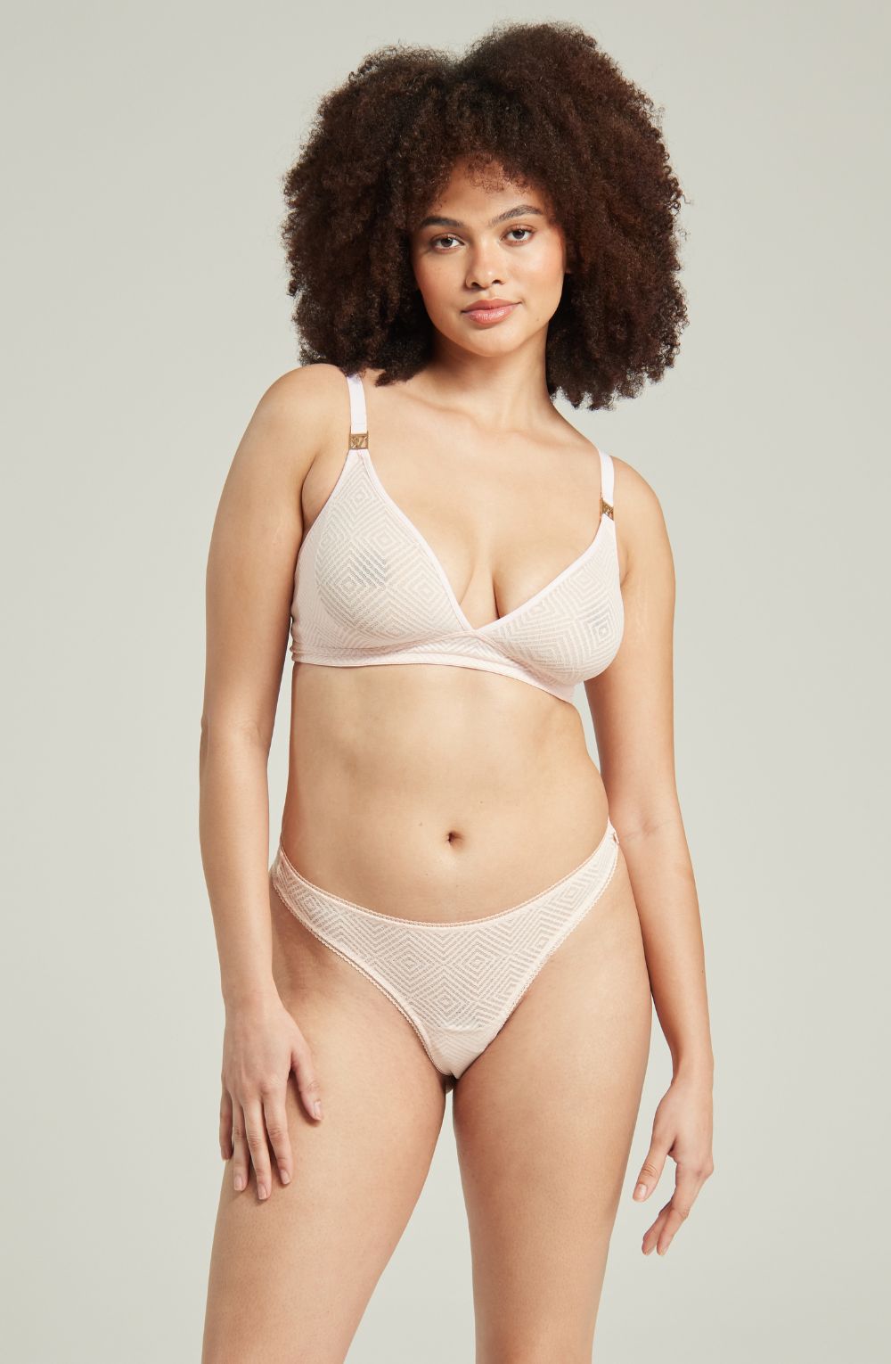 The Sheer Deco Barely There Thong Navy